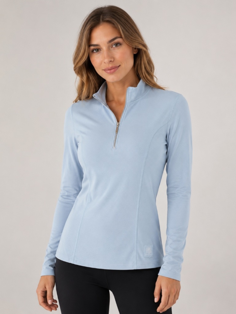 Snow Angel Doeskin Microtherm Quarter Zip Ski Base Layer Blue M